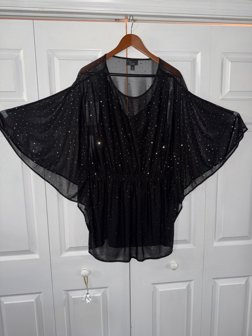 dressbarn Black Sparkle Batwing Tunic